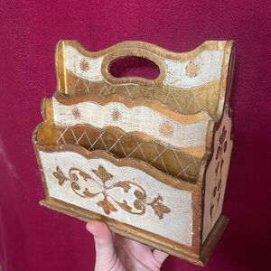 Florentine Gold and Cream Decorative Letter Holder Organizer